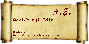 Adriányi Edit névjegykártya